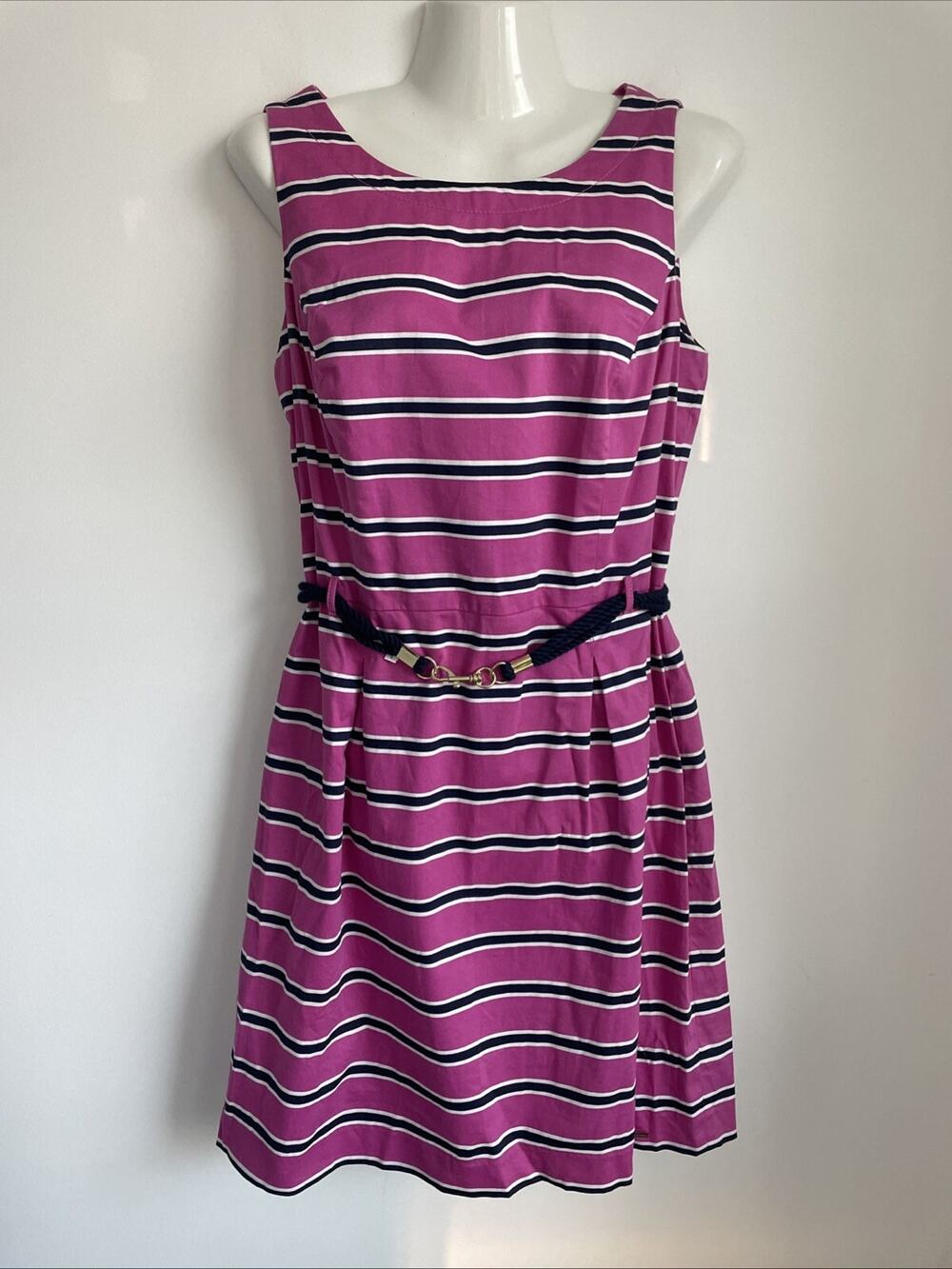 Tommy Hilfiger Womens Size 6 Pink Navy Striped Sheath Shift Dress